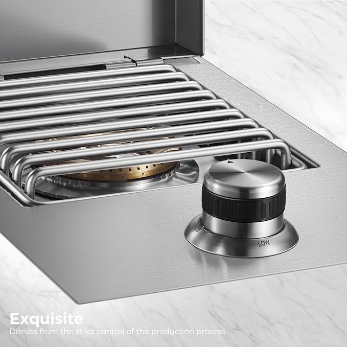 Outdoor Grill Drop-in Gas Single Side Grill Burner, 304 Stainless Steel, Natural Gas Built-in Side Burner