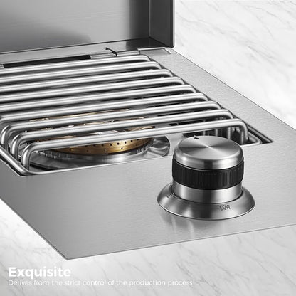 Outdoor Grill Drop-in Gas Single Side Grill Burner, 304 Stainless Steel, Natural Gas Built-in Side Burner