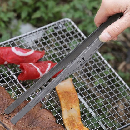Titanium BBQ Tongs Grill Tongs Tweezer Clip Multi Function for Kitchen Salad Steak Barbecue Buffet (Grey, 10)