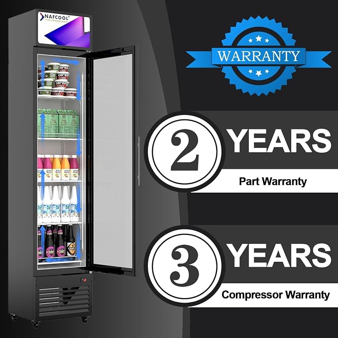 Commercial Beverage Refrigerator Display Fridge,7 Cu Ft Small Slims Single Glass Door Merchandiser Drink Cooler with LED Light Adjustable Shelves,ETL and NSF Approval