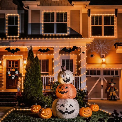 YEGUO Solar Halloween Lights Outdoor Waterproof, 66ft 200 LED Orange Solar Rope Lights, 8 Modes Fairy Lights in Clear Thin Tube
