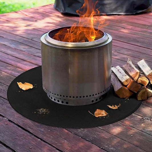 Fire Pit Mat 36" Round – Fireproof Deck Protector for Fire Pits, Triple-Layer Heat Resistant Mat for Patio, Grass & Camping, Waterproof Silicone Fiberglass Grill Pad
