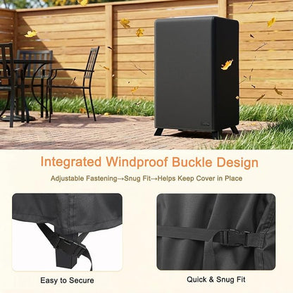NetttyPro Smoker Cover for Outside Electric Masterbuilt Smoker 30 inch, Outdoor Waterproof Heavy Duty Square Vertical Small Grill Cover, 22" W x 20" D x 35" H, Black