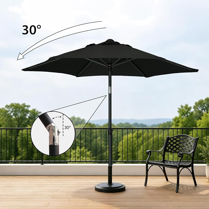 AMMSUN 6FT Patio Umbrella, Outdoor Table Umbrella with Push Button Tilt | UPF50+ Sun Protection and Water-Resistant Fabric, Premium Steel Pole and Ribs, Height-Adjustable and Push-Button Tilt