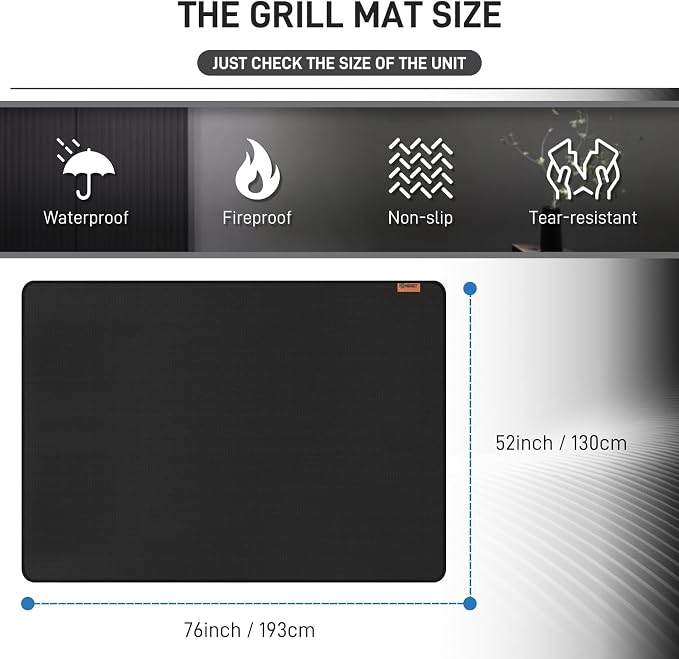 MODIGT Large 76"×52" Under Grill Mat for Outdoor Grill,Double-Side Fireproof & Heat-Resistant Outdoor Grill Mat,Protective Mat for Patio,Courtyard,Tabletop