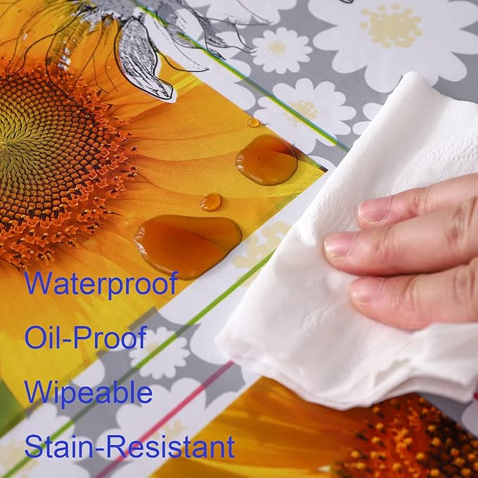 Walrus Round Vinyl Fitted Tablecloth with Flannel Backing Elastic Edge Design Table Cover Waterproof Oil-Proof PVC Table Cloth Stain-Resistant Best for 37"-44" Round