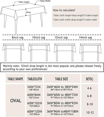 Oval Outdoor Tablecloth with Umbrella Hole and Zipper, Patio Table Covers for Spring/Summer, Machine Washable Outdoor Party/Picnic Oval Table Cloth