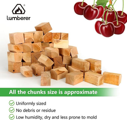 Lumberer Cherry Wood Smoking Chunks – 100% Natural Hardwood – Subtly Sweet Smoke for Poultry & Pork – Long Burn Time, Clean & Chemical-Free – 4LBS