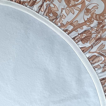 LIBERECOO Luxury Paisley Round Vinyl Tablecloth with Flannel Backing - Waterproof, Oilproof, Wipeable Dining Table Cover for Indoor/Outdoor Use - 40-44" Diameter