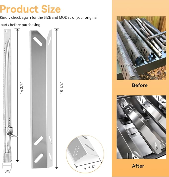 GAS9556AS Grill Replacement Parts for Cuisinart 2556, GAS9456AS, GAS2456AS, GAS2556AS, GAS1456ASO, Heat Plates & Burners for Cuisinart 5 Burner Gas Grill Parts GAS9556AS with Side Burner