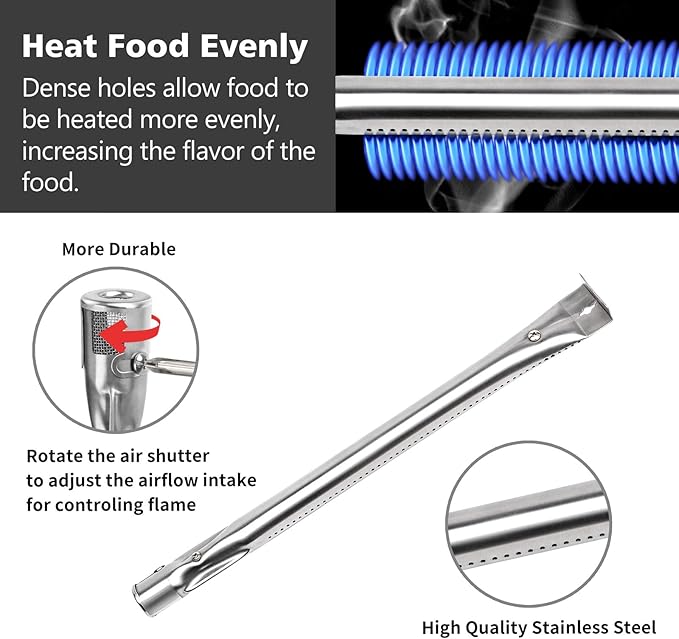 Grill Replacement Parts for Kenmore 146.34611410 146.05349710 146.46372610 146.34461410 146.10016510 146.16197210 146.16198211, Stainless Steel Heat Plate, Grill Burner, Crossover Tube