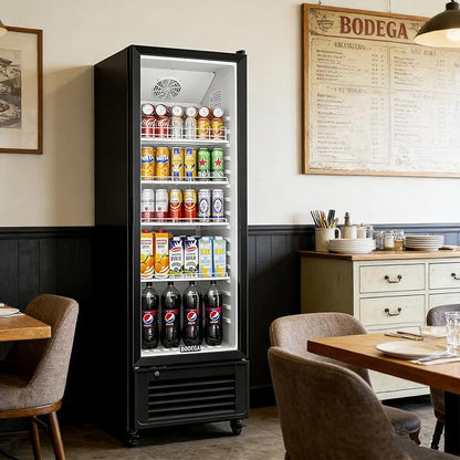 BODEGACOOLER Commercial Beverage Refrigerator and Cooler, 11.5 Cu.Ft Commercial Refrigerators Glass Door Fridge for Bar, drink, Commercial Merchandiser Refrigerator with 312 cans & 192 bottles.