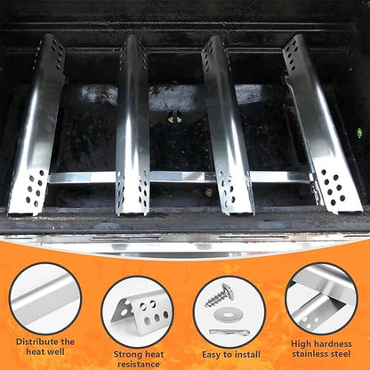 Hisencn Grill Parts for Charbroil Performance 475 4 Burner 463375919, 463377319, 463376419, G470-0004-W1A Heat Plates and 17 inch Cooking Grates, for Char Broil Model 463376319 Grates