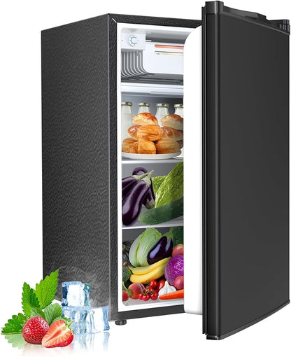 Electactic 4.5 Cu.ft Mini Fridge with Freezer, Compact Refrigerator with Reversible Single Door, Adjustable Thermostat, Low Noise, Energy Efficient for Office, Dorm, Bedroom, Apartment BLACK