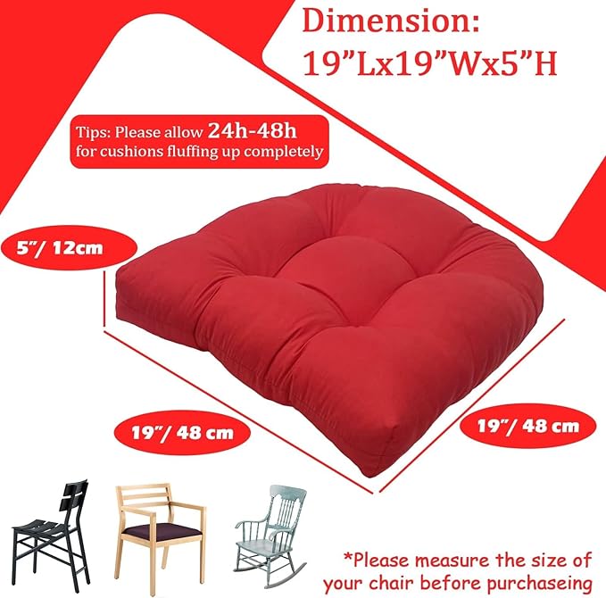 MTMR 2Pcs Outdoor Chair Cushions, Patio Furniture Seat Pads, Waterproof | 2Pcs , waterproof cover, PP cotton, u-shaped, no-fading, thick patio seat pads for outdoor wicker furniture in yard, 19x19x4