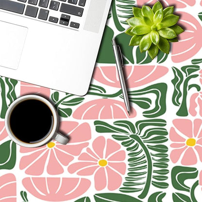 Green Pink Abstract Flowers Rectangular Tablecloth Seasonal Paisley Table Cloth Perfect for Spring Home Decor Indoor Outdoor Washable Wrinkle Free Table Cover for Picnic Camping 60x120 Inch
