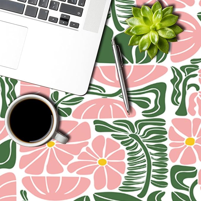 Green Pink Abstract Flowers Rectangular Tablecloth Seasonal Paisley Table Cloth Perfect for Spring Home Decor Indoor Outdoor Washable Wrinkle Free Table Cover for Picnic Camping 60x102 Inch