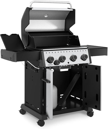 Broil King 865364 Crown S 440 4-Burner Propane Gas Grill in Stainless Steel with Side Burner