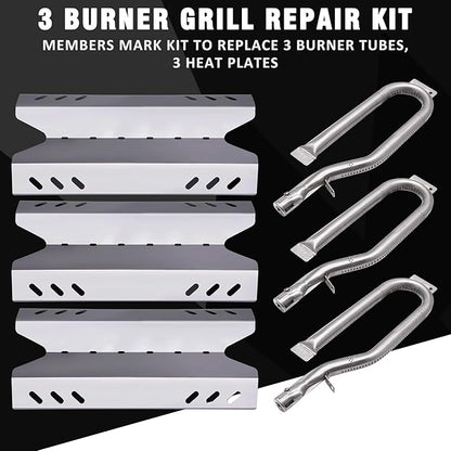 Replacement Parts for Members Mark BQ06042-1 BQ05046-6 BQ05046-6-A BQ05046-6A, Sam's Club, Outdoor Gourmet Gas Grill Models, Burner Tube, Steel Heat Plate Burner Cover