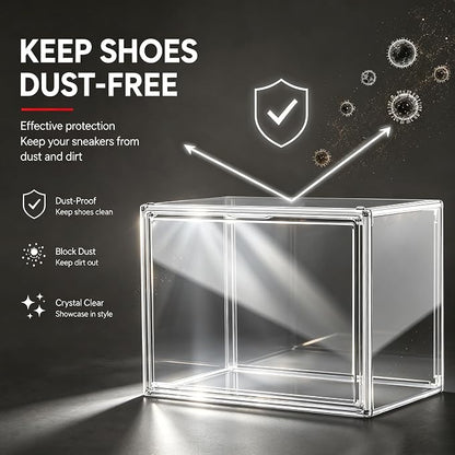 Clear High-Top Sneaker Storage Box, Acrylic Shoe Organizer 1 Pack | Extra height 10.6'' for high-top sneakers & athletic footwear Size 11. Stackable display design keeps collections organized