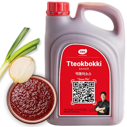 TBK THEBORN Tteokbokki Sauce, Sweet & Spicy Gochujang Rice Cake Sauce 3.1kg | Easy cooking sauce with a balanced sweet, spicy and savory flavor for tteokbokki, noodles and Korean street-food dishes