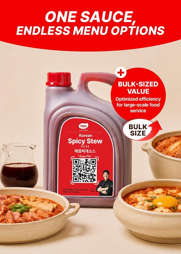 TBK THEBORN Spicy Korean Stew Recipe Sauce, Korean Chili Soup Base 3.2kg | Spicy and savory soup base with comforting Korean flavor for stews with tofu, vegetables, meat, seafood or noodles