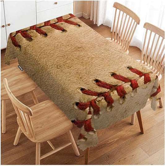Swono Tablecloth Baseball, Sport Leather Old Worn Ball Football Table Cloth for Kitchen Dining Tabletop Decoration Parties Weddings, 52 X 70 Inch Rectangle Tablecloth