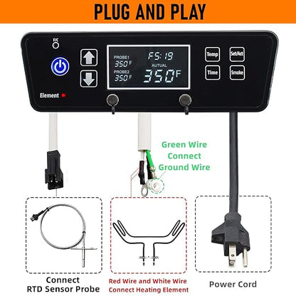 Control Board Replacement Parts for PitBoss 2 Series Electric Smoker PBV2D1 | Precision Digital Thermostat, W/LCD Display, Controller Replacement for Pit Boss 2 Series Digital Electric Vertical Smoker