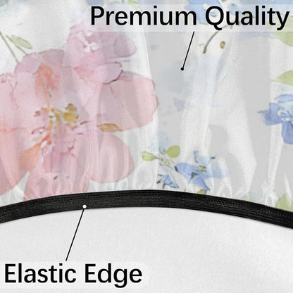 Romantic Flowers Outdoor Round Fitted Tablecloth with Umbrella Hole and Zipper, 36"-44" Elastic Patio Table Cloth Oil-Proof Waterproof Patio Table Cover for Picnic Party Camping
