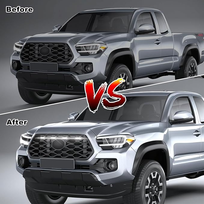 4 Pcs Grille Lights Compatible with Toyota Tacoma 2020 2021 2022 2023 TRD Off Road and Sport Models, OEM Style LED Front Grill Lights for Tacoma Accessories with Fuse & Harness (White)