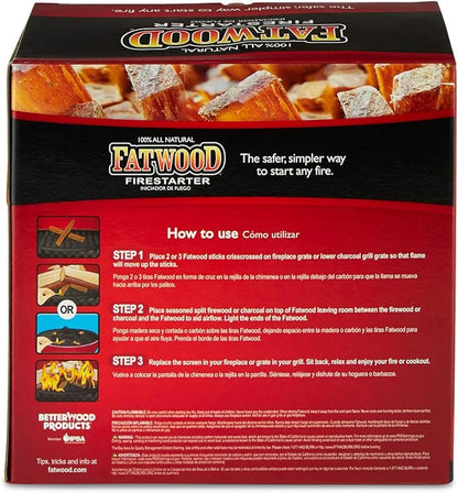 Betterwood 10lb Fatwood Natural Pine Firestarter (3 Pack) for Campfire, BBQ, or Pellet Stove; Non-Toxic and Water Resistant
