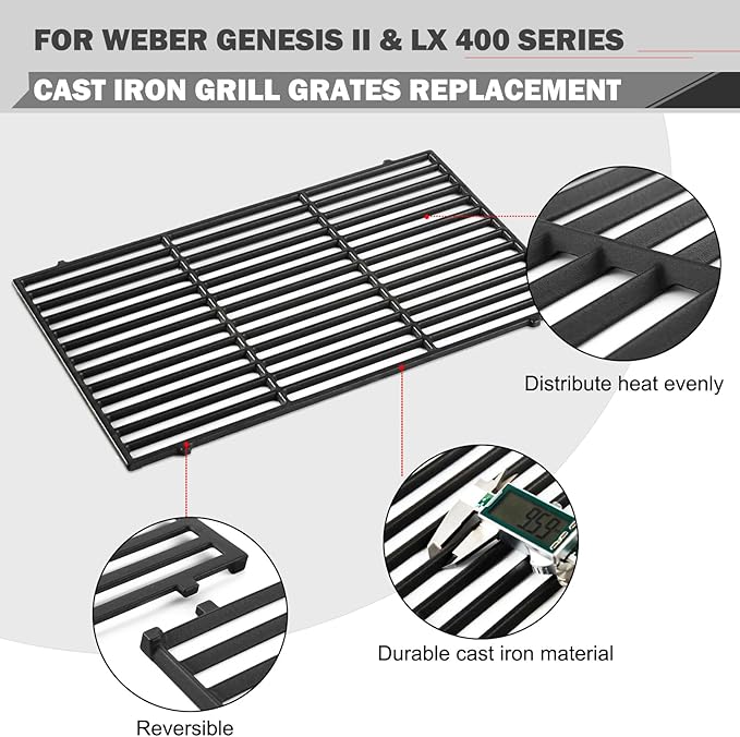 Genesis II E-410 Grill Replacement Parts for Weber Genesis II E410 E-435 S-435 Grill Parts GS4 LX E-440 LX E-410 Grates SPX-435 66097 66033 Flavorizer Bars 66041 Heat Deflector 66089 Cooking Grids