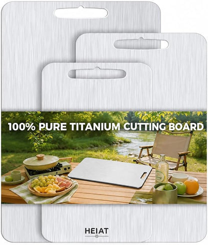 Titanium Cutting Board Set of 3, Double-Sided Kitchen Chopping Boards Highlights: Sectioned prep surface, food-grade safe material, scratch-resistant surface, easy-to-clean design, dishwasher safe