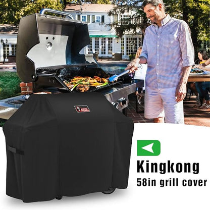 Kingkong Grill Cover 7130 Premium Outdoor Cover for Weber Genesis II 3 Burner & Genesis 300 Series Grill and Genesis II LX 300 Series Gas Grill Including Stainless Steel Meat Fork, Spatula and Tongs