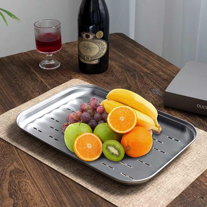 Stainless Steel Grill Toppers Grid (set of 3), Grill Serving Pans, Roasting Grill Trays, all in Same Dimensions, 13.6”X9.65“, Dishwasher Safe