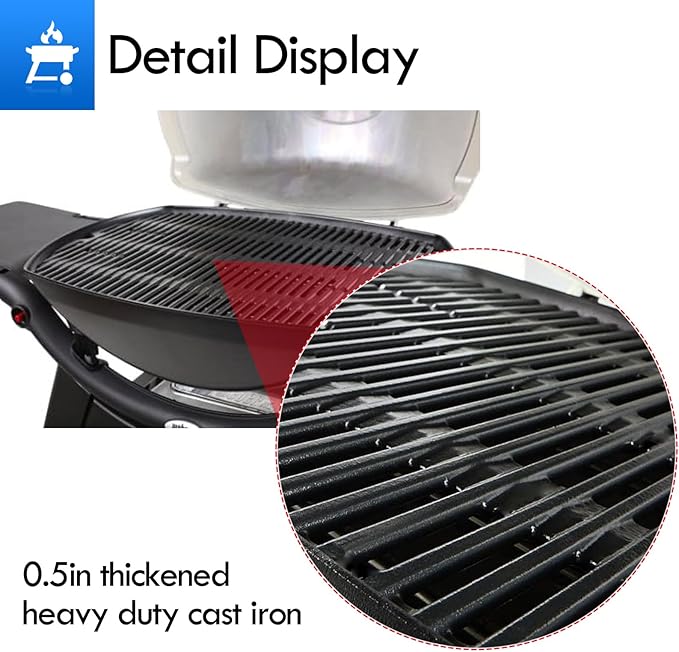 7644 7582 Grill Grates Replacement Parts for Weber Q100 Q1000 Series Parts Weber Baby Q Cast Iron Grill Grate Q120 Q1200 Q1400 50060001 51010001 51040001 51060001 51070001 51080001 65465 65810 1 Pack