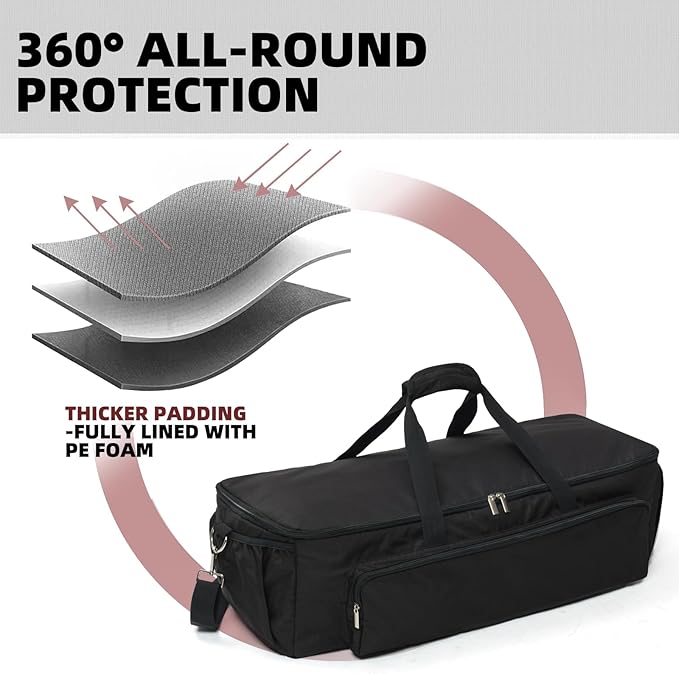 Padded Carry Bag for Weber 121020 Go-Anywhere Charcoal Grill with Special Divider for Chimney Starter, Water-resistant Portable Carrying Case, Camping Griddle Accessories, Black (Bag Only)