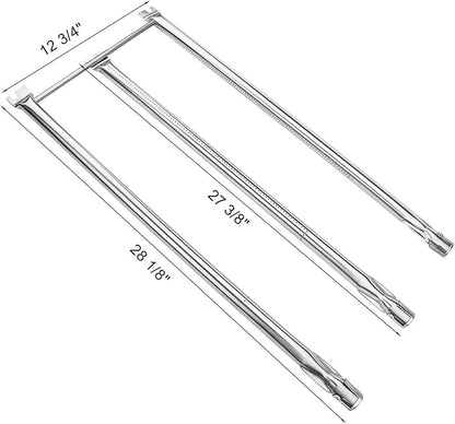 Uniflasy Grill Parts Replacement for Weber Genesis Silver Grill, Genesis Silver B C, Genesis Platinum B C, Weber 900 (Side Control),28 1/8" Stainless Steel Burner,22.5" Porcelain Steel Flavorizer Bars
