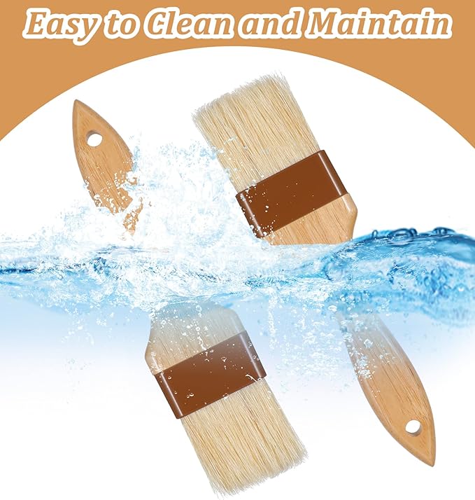 2 Pack Pastry Brushes, Natural Bristle Basting Brush for Baking Cooking, Wooden Handle Oil Brush for Butter Egg Wash Sauce Marinade for Kitchen Baking Tools