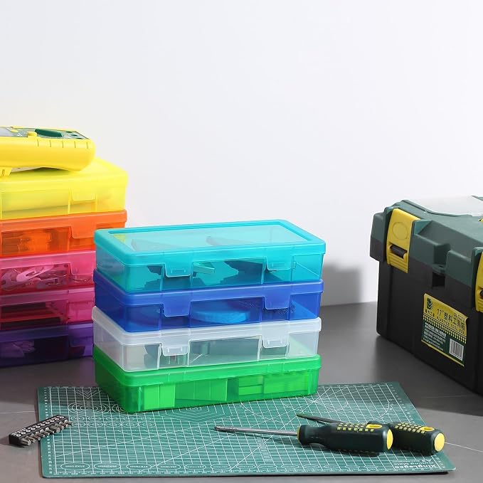 9 Pack Plastic Hobby Art Craft Organizer (Medium) | Transparent View,Stackable,Clear,Space-Saving,Durable,See Through,Plastic,Dust Protection,Colorful