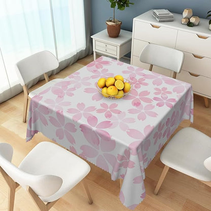 Cherry Blossom Square Tablecloths Pink Flowers Japanese Spring Floral Tablecloth Dining Table Cloth Table Cover for Home Kitchen Dining Room Outdoor Camping Party Picnic 60x60 Inch
