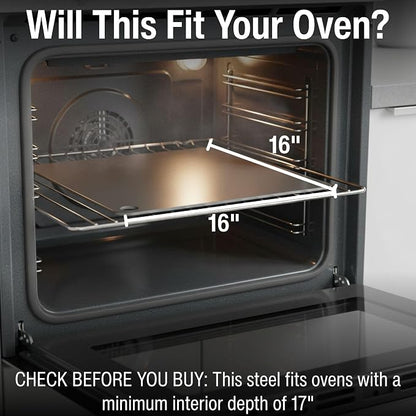 ThermiChef 16x16 Pizza Steel, 1/4" Thick, 17.6 lbs - Cooking Steel for Oven & Grill - Made in USA