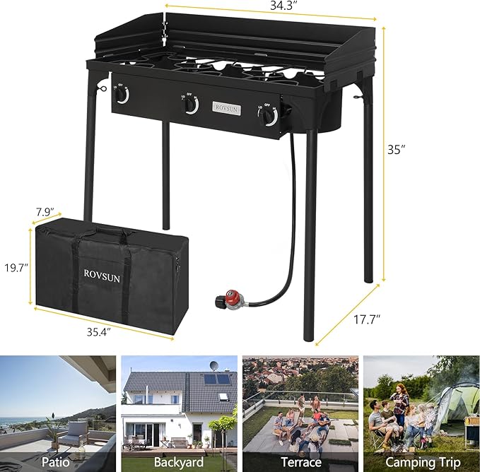 ROVSUN 2/3 Burner Outdoor Propane Gas Stove High Pressure Stand Cooker for Backyard Cooking Camping Home Brewing Canning Turkey Frying