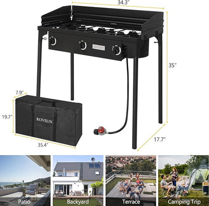 ROVSUN 2/3 Burner Outdoor Propane Gas Stove High Pressure Stand Cooker for Backyard Cooking Camping Home Brewing Canning Turkey Frying