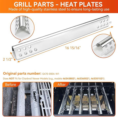 Grill Replacement Parts for Charbroil Performance 2 burner 463625217 463673517 463673519 463625219 300 Cabinet Liquid Propane, G470-5200-W1 Burner, G470-0004-W1 Heat Plate, Carryover Tubes, Igniters
