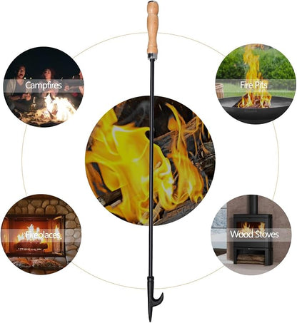 himaly 32" Fireplace Fire Pit Poker Stick & 26" Tongs Heavy Duty Tool Set | Heavy Duty Log Grabber, Campfire Poke Rust Resistant, Camping Fireplace Tools for Indoor/Outdoor