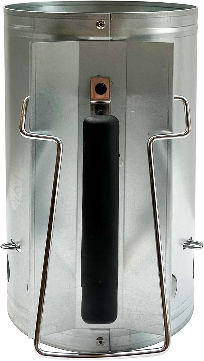 Charcoal Chimney Starter with Firelighters, XL 7.5X12 Chimney Starter, Tilted Handle Design for Safe Outdoor Grilling & Camping, Silver