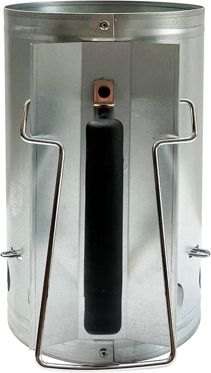 Charcoal Chimney Starter with Firelighters, XL 7.5X12 Chimney Starter, Tilted Handle Design for Safe Outdoor Grilling & Camping, Silver