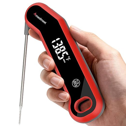 Digital Meat Thermometer - 0.5 Sec Instant Read Meat Thermometer Digital, Kitchen Thermometer Precise ±0.5℉, IP67 Waterproof, Large Bright LED Display, for BBQ/Grill/Cooking/Candy (S1)