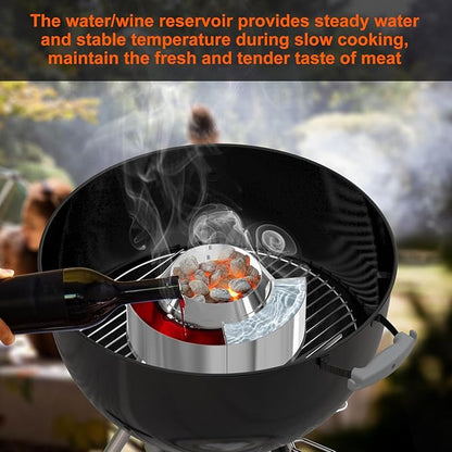 onlyfire Charcoal Ash Basket with Diffuser Ring & Water Reservoirs - Heavy Duty Stainless Steel Charcoal Holder for Weber 22" & 26" Kettle Grills, Accessories for Snake Method, Slow Roasting